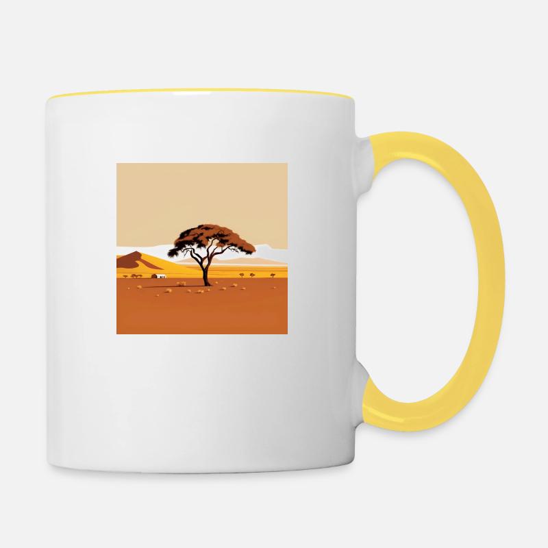 Temps mort dans le désert - Mug contrasté - blanc/jaune