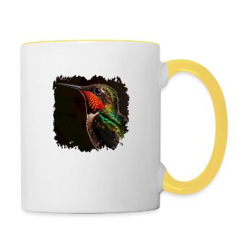 Kolibris sind bekannt für ihre irisierenden Federn - Tasse zweifarbig - Weiß/Gelb - Rechts