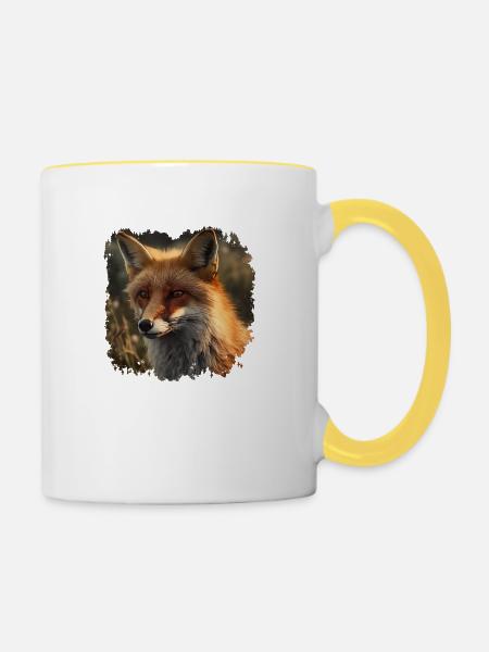Schlau wie ein Fuchs - Tasse zweifarbig - Weiß/Gelb