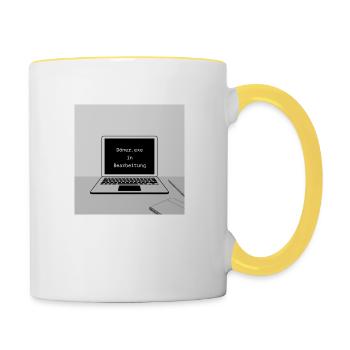 Döner Outfits Mode Geschenkidee - Tasse zweifarbig - Weiß/Gelb - Rechts
