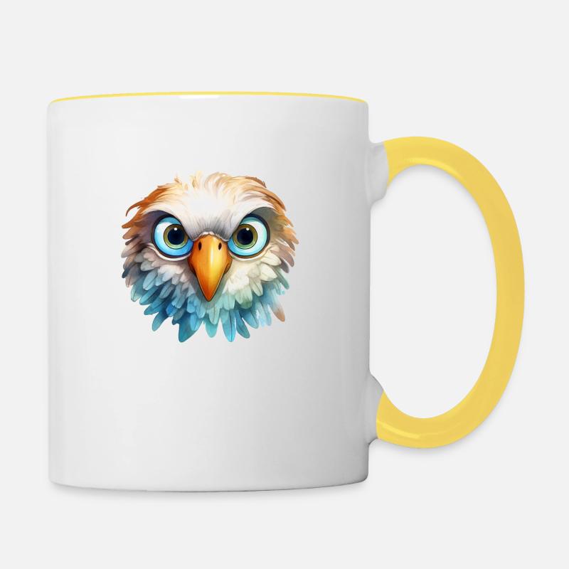Dessin à l’aquarelle d’aigle - Mug contrasté - blanc/jaune