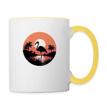 Tropical Flamingo - Tasse zweifarbig - Weiß/Gelb - Rechts