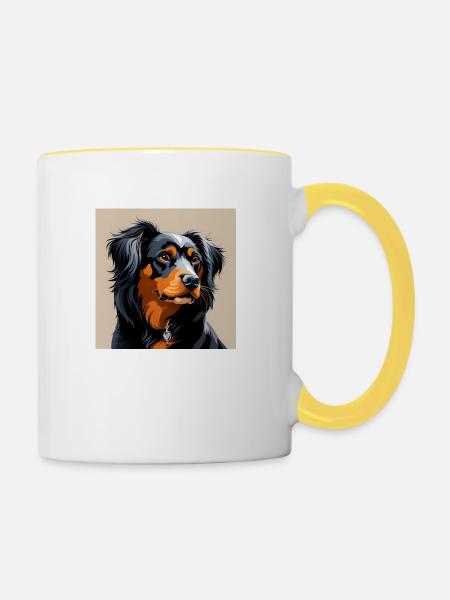Hund - Tasse zweifarbig - Weiß/Gelb