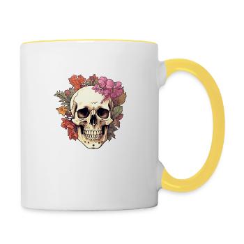 Botanischer Schädel - Tasse zweifarbig - Weiß/Gelb - Rechts