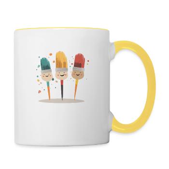 Pinceaux amusants - Mug contrasté - blanc/jaune - Droite