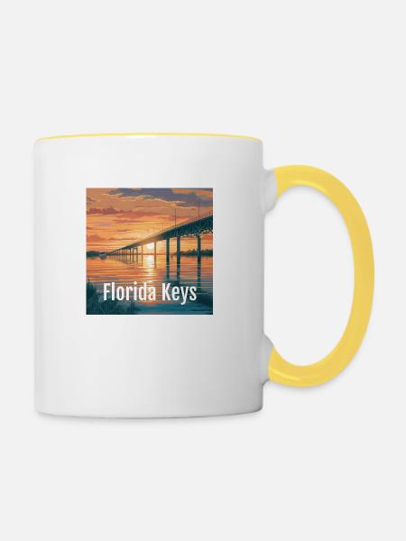 Florida Keys - Sunset - Tasse zweifarbig - Weiß/Gelb
