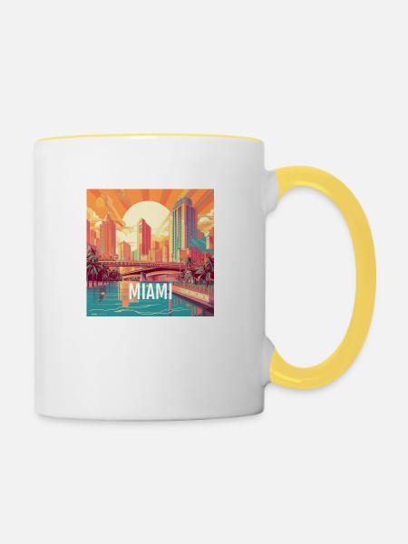Miami - Tasse zweifarbig - Weiß/Gelb
