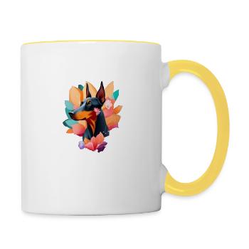 Doberman - Mug contrasté - blanc/jaune - Droite