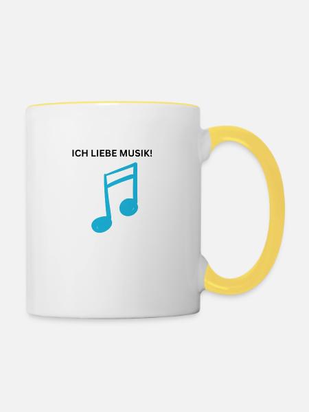 ICH LIEBE MUSIK! - Tasse zweifarbig - Weiß/Gelb
