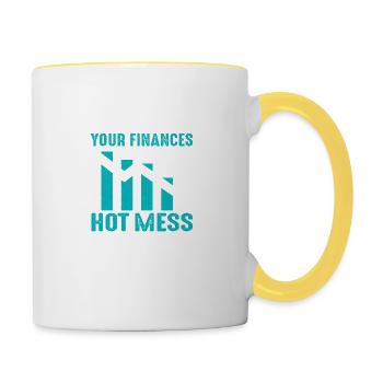 Sans moi, vos finances seraient un gâchis chaud - Mug contrasté - blanc/jaune - Droite