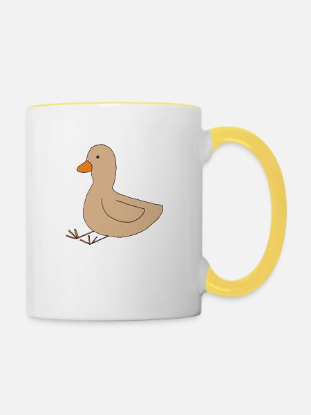 ente beige - Tasse zweifarbig - Weiß/Gelb