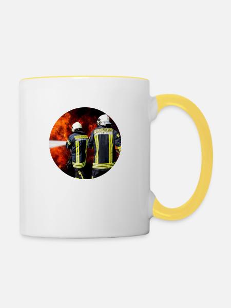 Brandbekämpfung - Tasse zweifarbig - Weiß/Gelb
