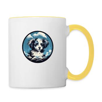 Chiot mignon - Mug contrasté - blanc/jaune - Droite