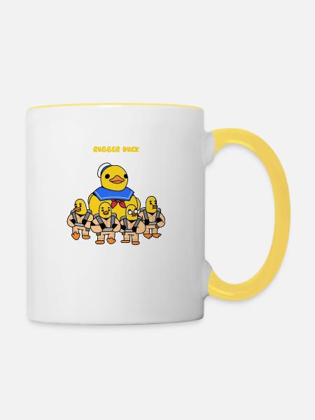 Rubber Duck Monsters a - Tasse zweifarbig - Weiß/Gelb