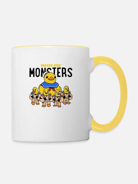 Rubber Duck Monsters b - Tasse zweifarbig - Weiß/Gelb