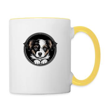 Chiot mignon - Mug contrasté - blanc/jaune - Droite