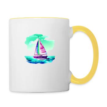 Sailor Sailing Ship Sailing Sailing Sailing Sail: - Mug contrasté - blanc/jaune - Droite