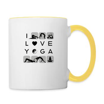 J’aime le yoga formen symbole chakra 1 5 - Mug contrasté - blanc/jaune - Droite