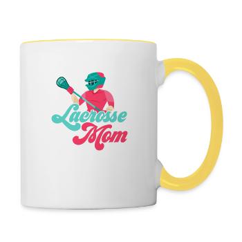 Lacrosse Mom Goalie Player Team Fan - Tasse zweifarbig - Weiß/Gelb - Rechts