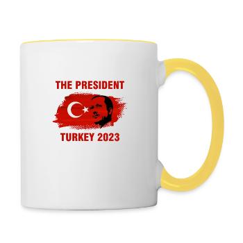 Präsident Recep Tayyip Erdogan Türkei 2023 - Tasse zweifarbig - Weiß/Gelb - Rechts