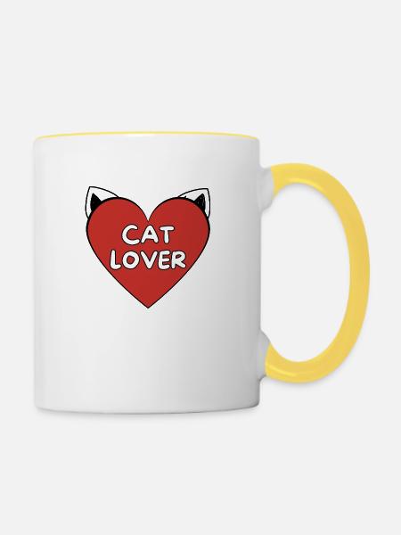 Katzenliebhaber - Tasse zweifarbig - Weiß/Gelb