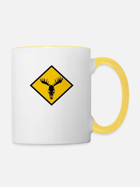 Elch-Schädel - Tasse zweifarbig - Weiß/Gelb