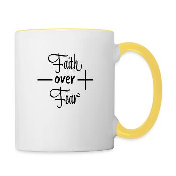 Faith Over Fear - Tasse zweifarbig - Weiß/Gelb - Rechts