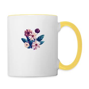 Fleurs, bouquet, fleuristerie, pépinière - Mug contrasté - blanc/jaune - Droite