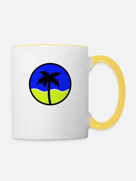 palme - Tasse zweifarbig - Weiß/Gelb