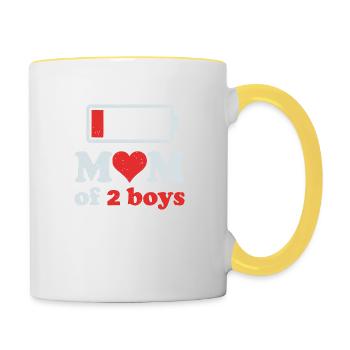 Mom of 2 Boys from Son to Mom Quote Mothers Day - Mug contrasté - blanc/jaune - Droite