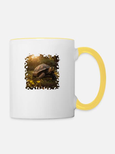 Schildkröten sind faszinierende Lebewesen - Tasse zweifarbig - Weiß/Gelb