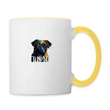 all i need is this dog and that other dog nice de - Mug contrasté - blanc/jaune - Droite