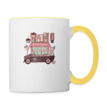 Boulangerie et boulangerie : une délicieuse combinaison - Mug contrasté - blanc/jaune - Droite