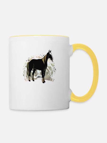 Pferd - Tasse zweifarbig - Weiß/Gelb