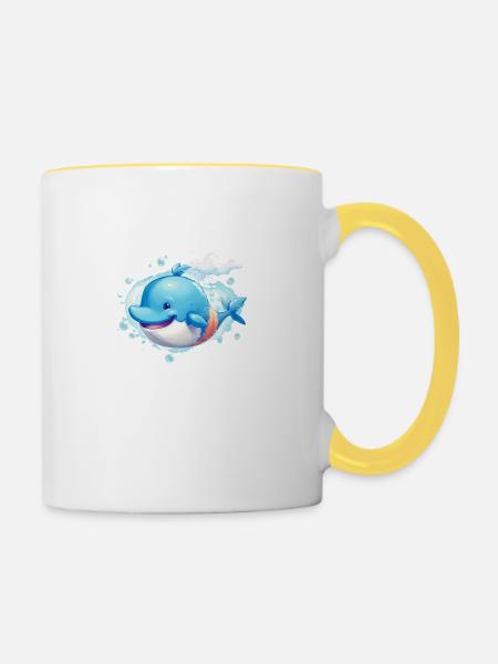 Wal - Tasse zweifarbig - Weiß/Gelb