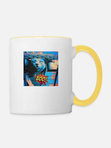 Crazy Cat Retro Style - Tasse zweifarbig - Weiß/Gelb