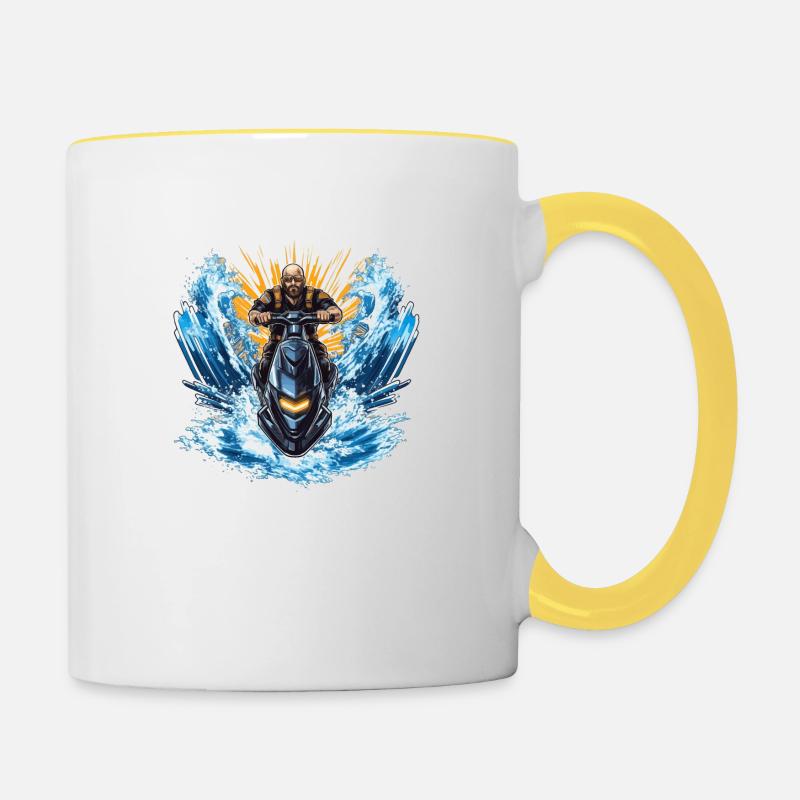 Jet Ski 2 Cadeau - Mug contrasté - blanc/jaune