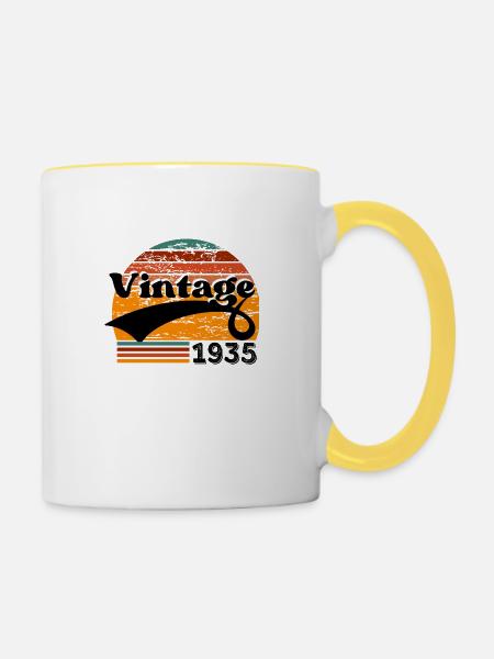 Jahrgang 1935 - Tasse zweifarbig - Weiß/Gelb