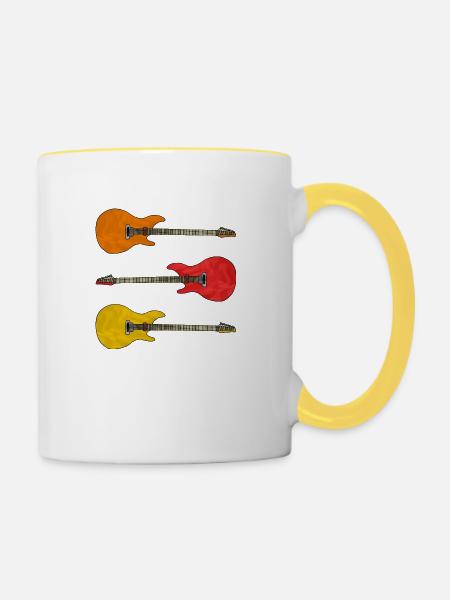 Gitarren - Tasse zweifarbig - Weiß/Gelb