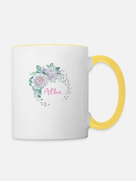 Für Alba - Tasse zweifarbig - Weiß/Gelb