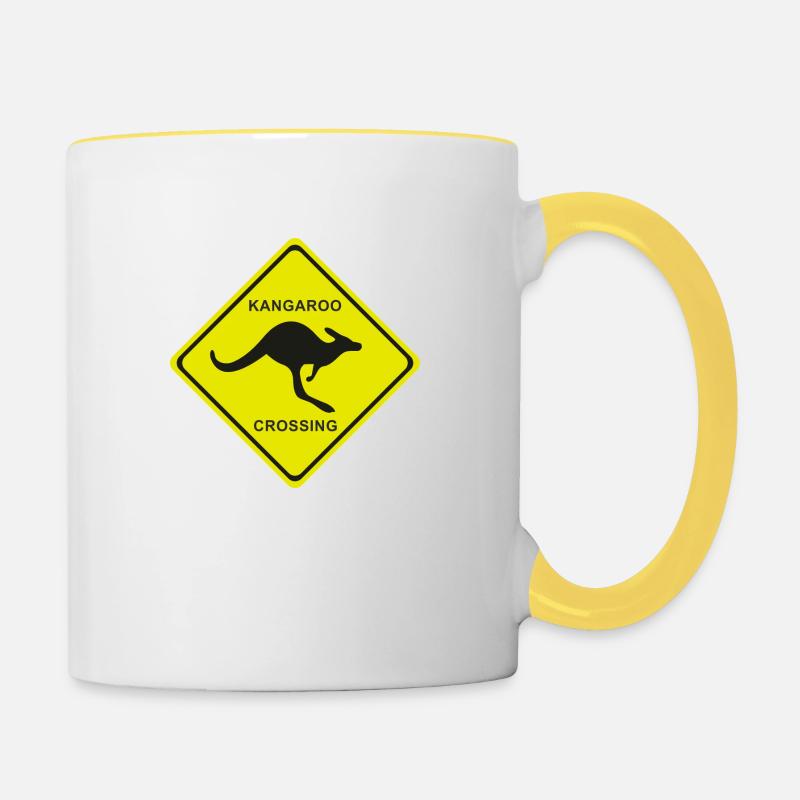 kangaroo crossing2 - Tasse zweifarbig - Weiß/Gelb