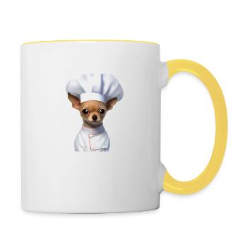 Chihuahua Dog Restaurateur Dogs Chihuahua Puppy - Contrasting Mug - white/yellow - Right