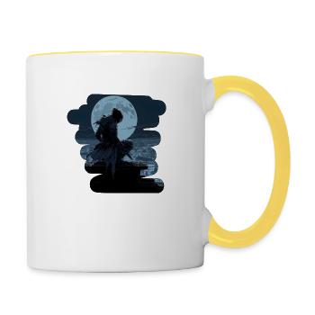 Ninja at Night on the Roof #2 - Contrasting Mug - white/yellow - Right