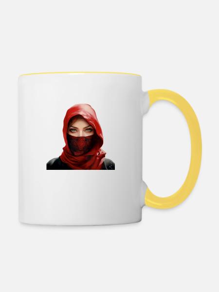 Arabisches Mädchen mit Palituch - Tasse zweifarbig - Weiß/Gelb