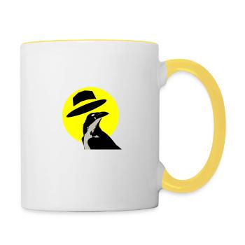 Corneille froide jaune - Mug contrasté - blanc/jaune - Droite