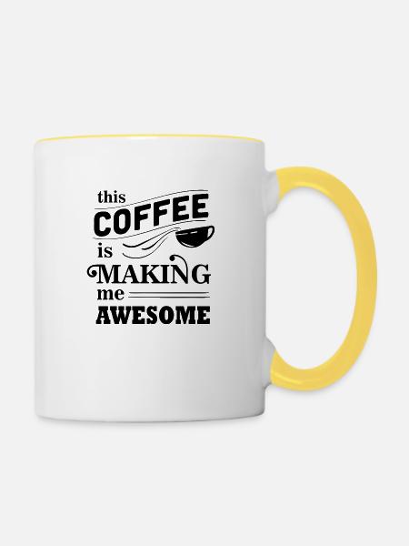 Awesome Coffee Boost - Tasse zweifarbig - Weiß/Gelb