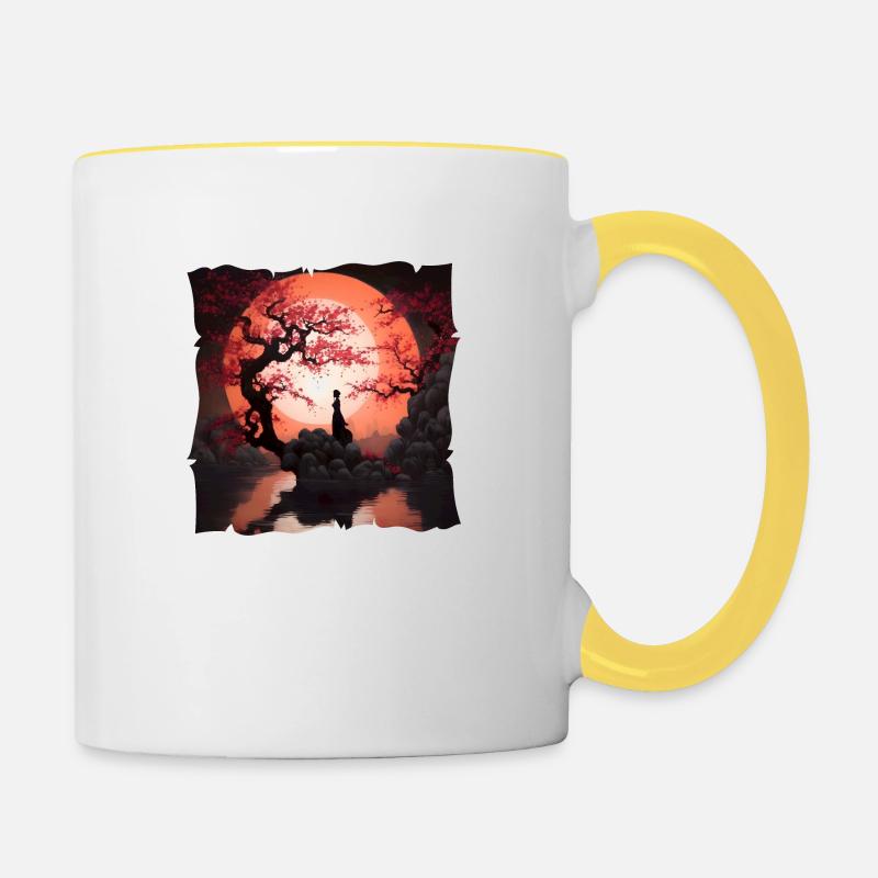 Rêve japonais#6 - Mug contrasté - blanc/jaune