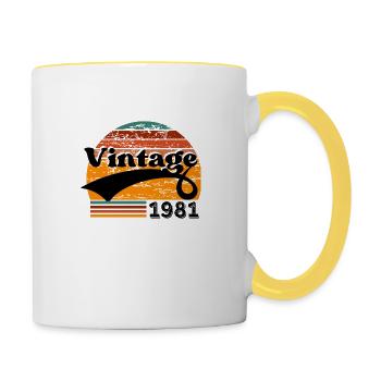 Jahrgang 1981 - Tasse zweifarbig - Weiß/Gelb - Rechts