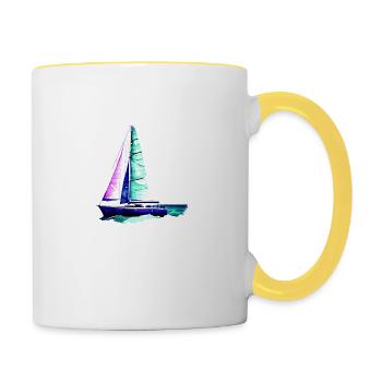 Voile, voile, voilier, voilier - Mug contrasté - blanc/jaune - Droite