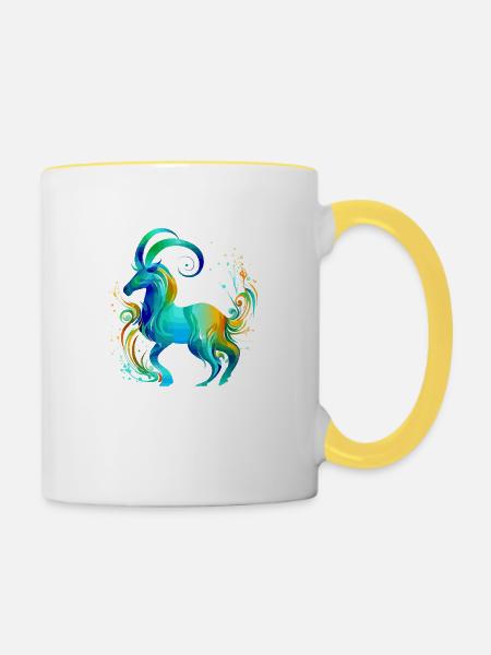 Lolo der Steinbock - Tasse zweifarbig - Weiß/Gelb